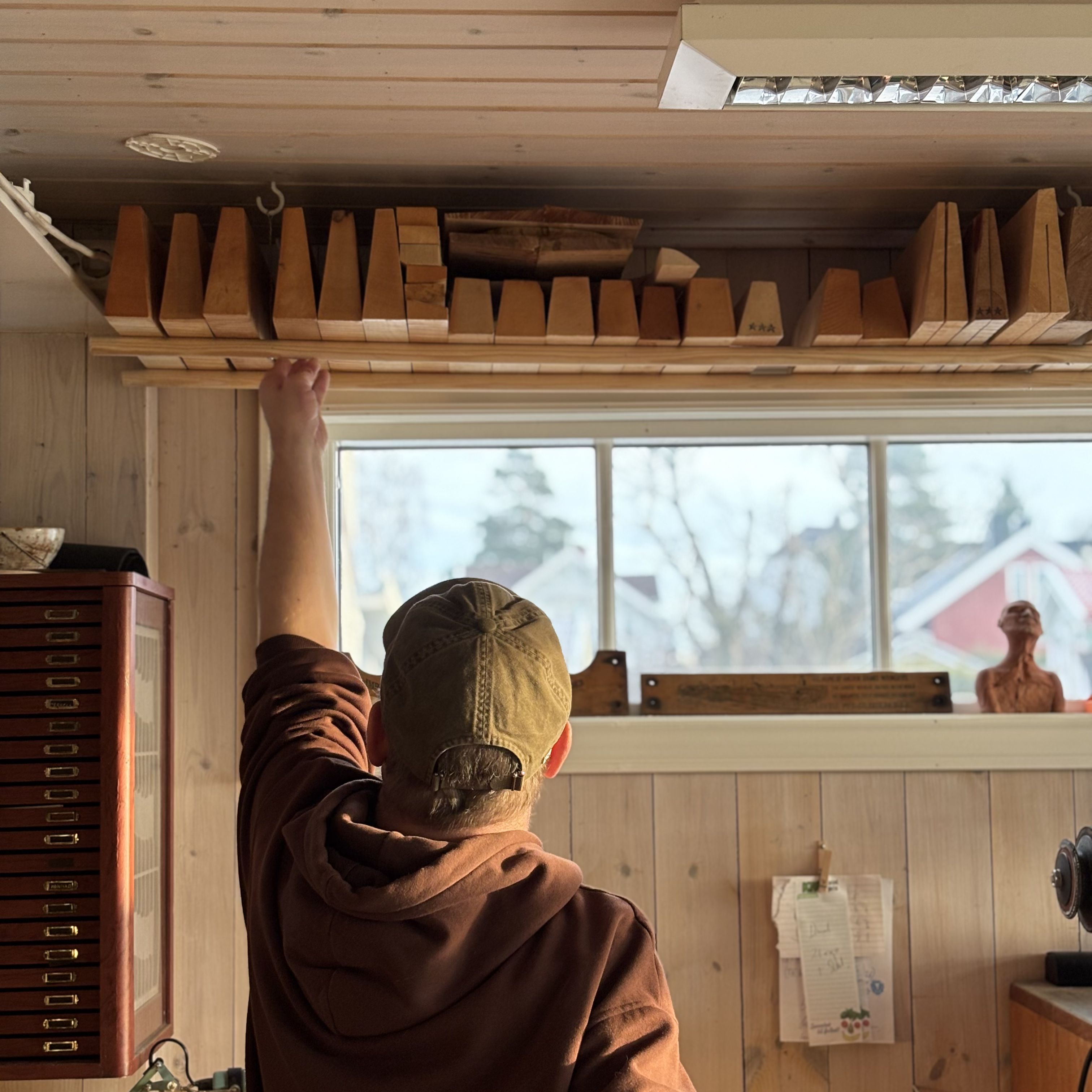 Selected tonewoods resting on the workbench